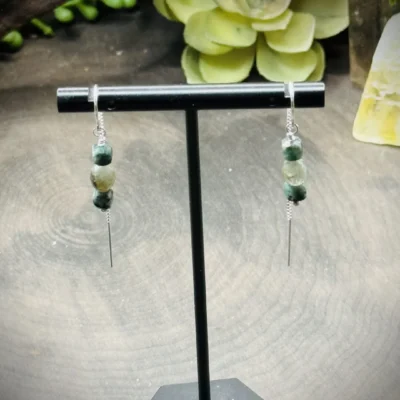 Threader Earrings with Emerald & Labradorite Beads