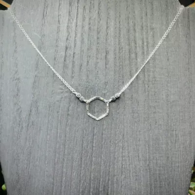 Small Fine Silver Honeycomb Round Choker with Sapphires