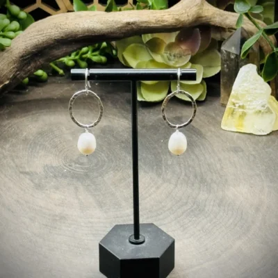 Dainty Oval Hoops with Freshwater Pearls