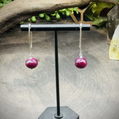 Marquise Ear Wires with Ruby Beads