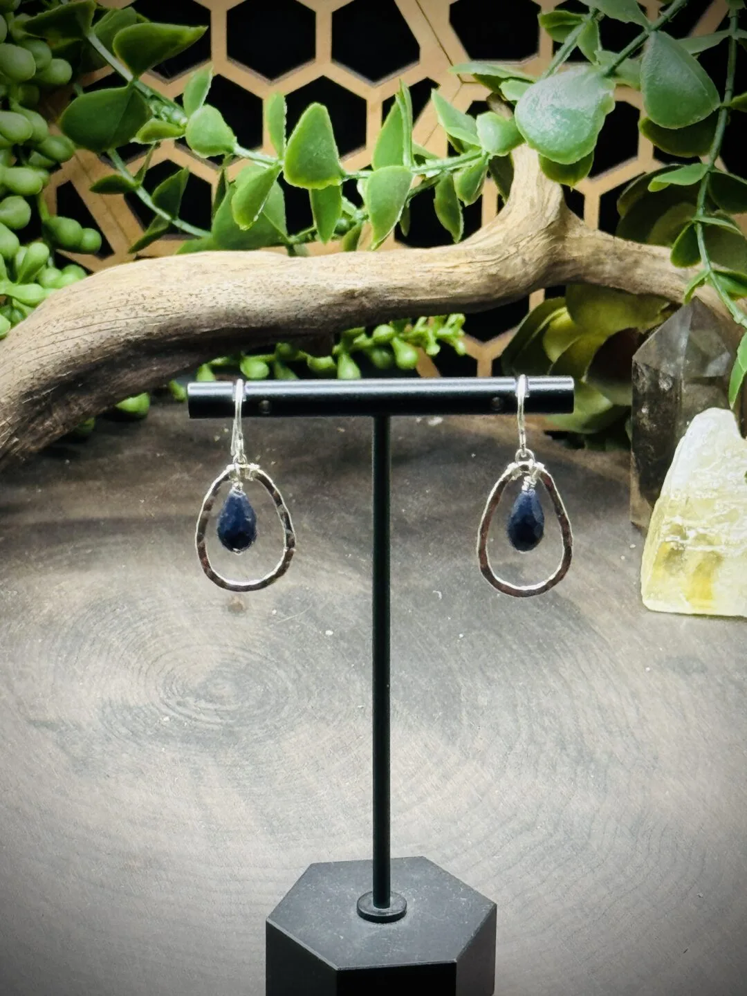 Dainty Teardrop Hoops with Sapphires